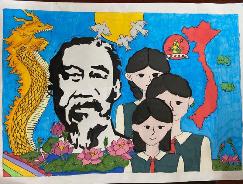 tranh vẽ bác hồ với thiếu nhi 25