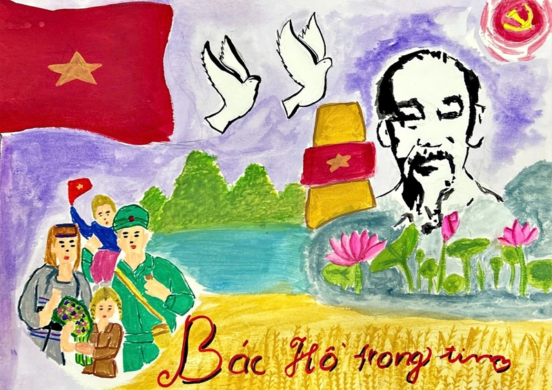 tranh vẽ bác hồ với thiếu nhi 6