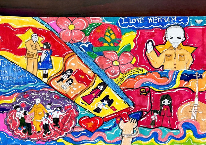 tranh vẽ bác hồ với thiếu nhi 9